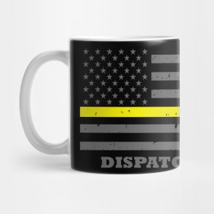 Dispatcher 911 Thin Gold Line Flag Mug